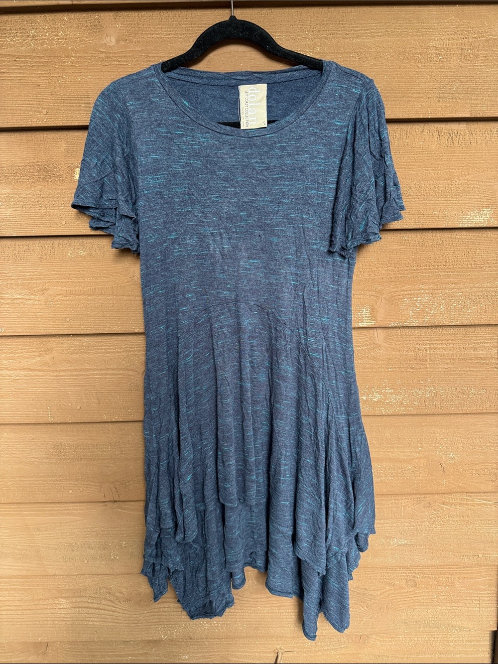dolan Blue Heathered Asymmetrical Soft Stretch Swing Dress size Small